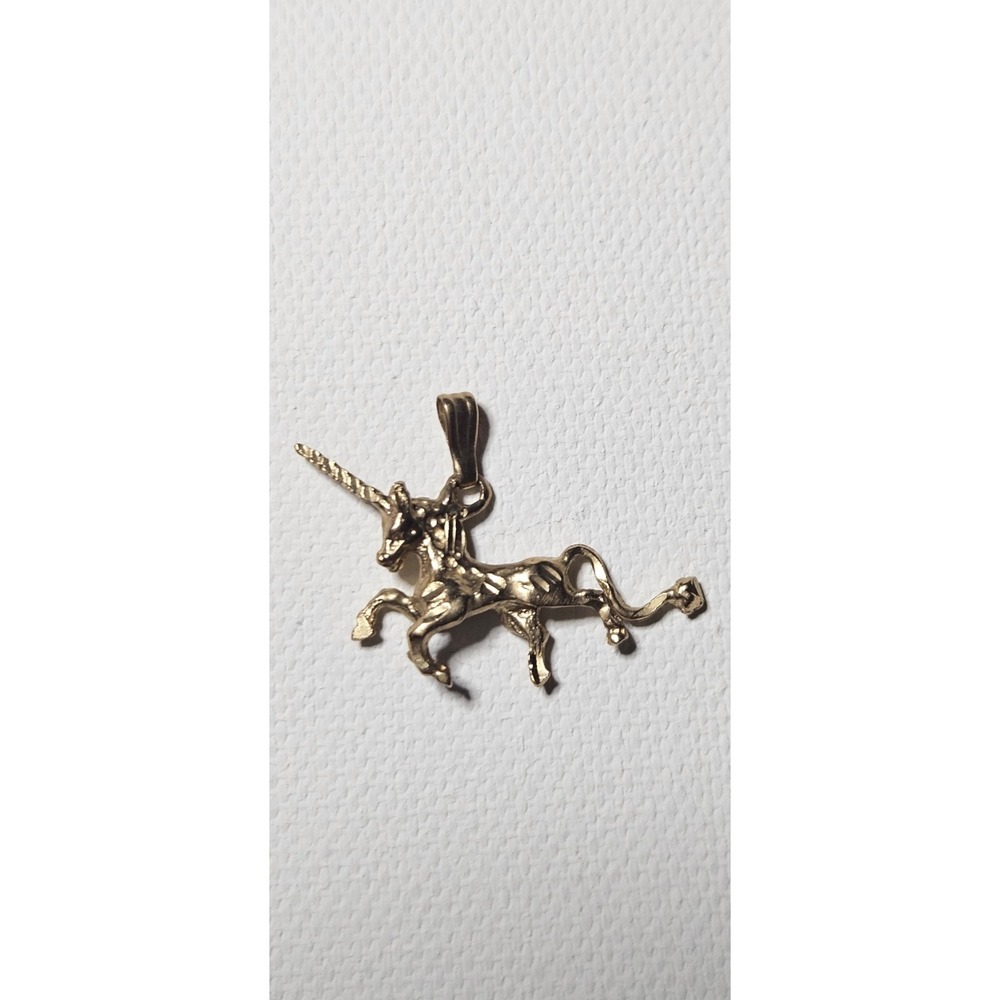 Vtg 14K Solid Gold 3D Unicorn Pendant Charm 2.99g Mythical Horse Fine‎ Jewelry
